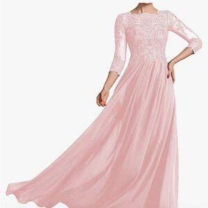 Chic Blush Lace Bridal Gown